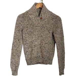 Vintage Fedora Shawl Collar Mohair Sweater Womens Size M Tan Confetti Knit  Twee